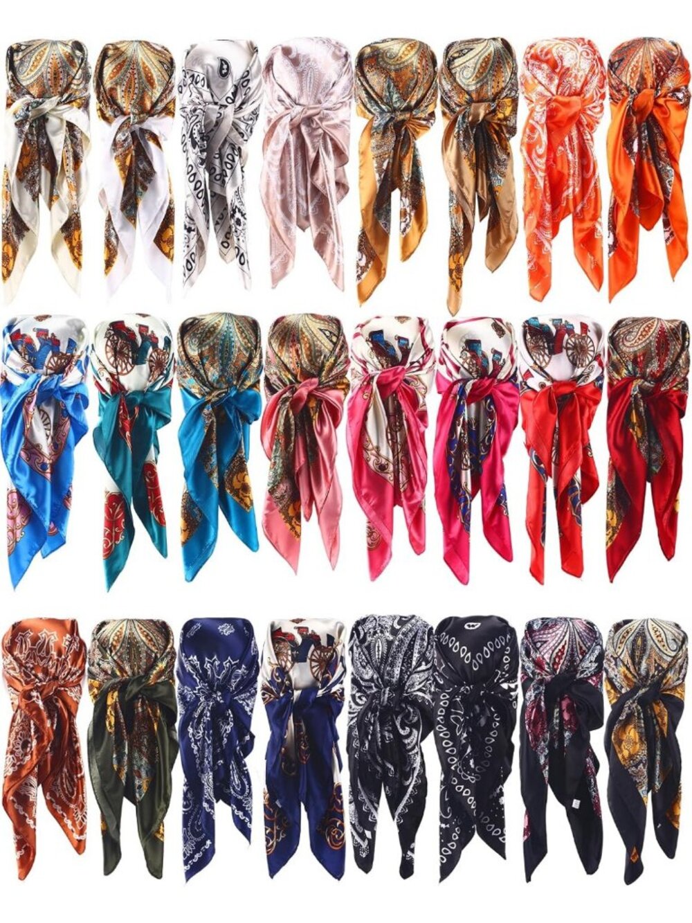 35 Inch Satin Hair Scarves for Women | Large Silk Head Wraps | Fashion Accessory